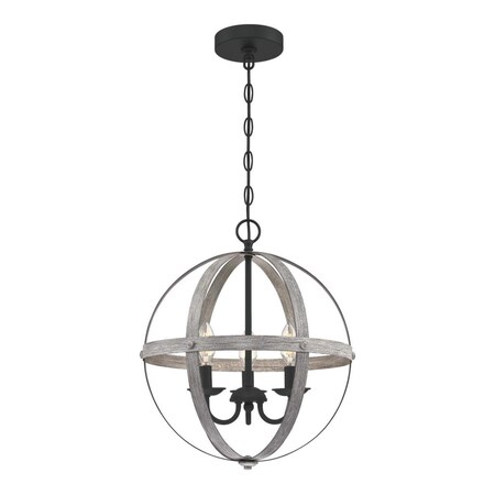 Westinghouse Chandelier 40W 3Lght Stella Mira Antq Ash Mtl Bnd, Matte Black Candelabra 6110400
